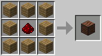 Crafting Note Block from Wood and Redstone Dust
