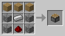 Crafting Piston with Cobblestone, Iron and Redstone