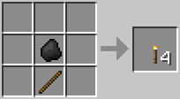 Crafting Torches from Stick and Coal