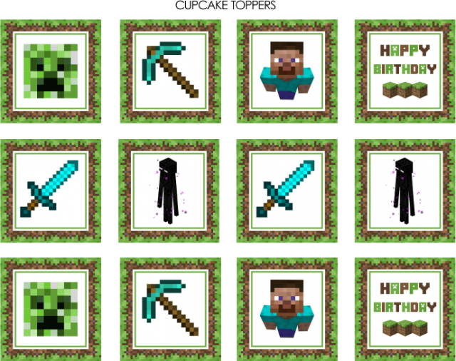 minecraft cupcake toppers