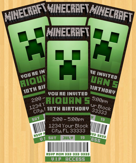 Minecraft Party Invitations